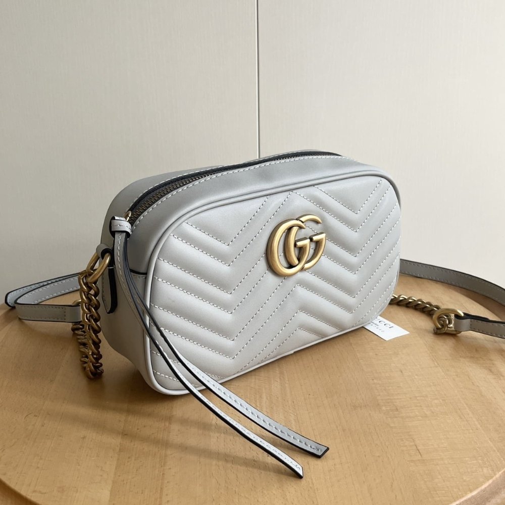 Gvc*1 Gg Marmont Small Shoulder Bag Light Grey 24Cm 447632 Aabzb 1712