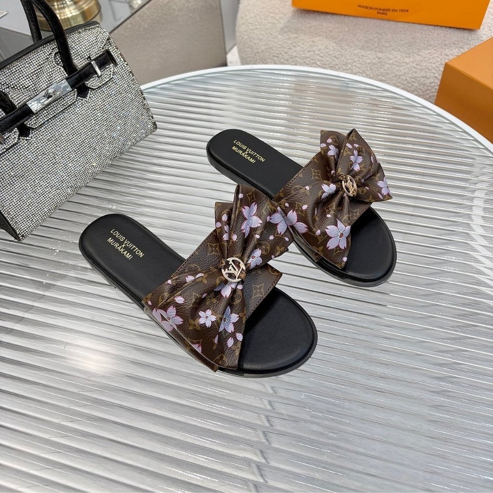 L0vis Vvtt0n X Takashi Murakami Lily Flat Mule Sakura Brown 1AGVYB