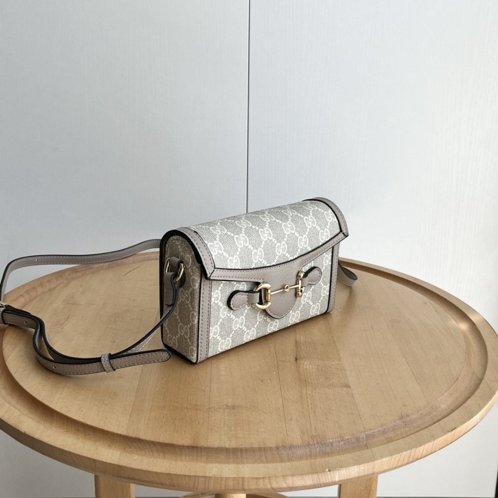 Gvc*1 Horsebit 1955 Mini Bag ‎Beige And White Gg Svp*me 18Cm ‎‎699296 Uulbg 9683