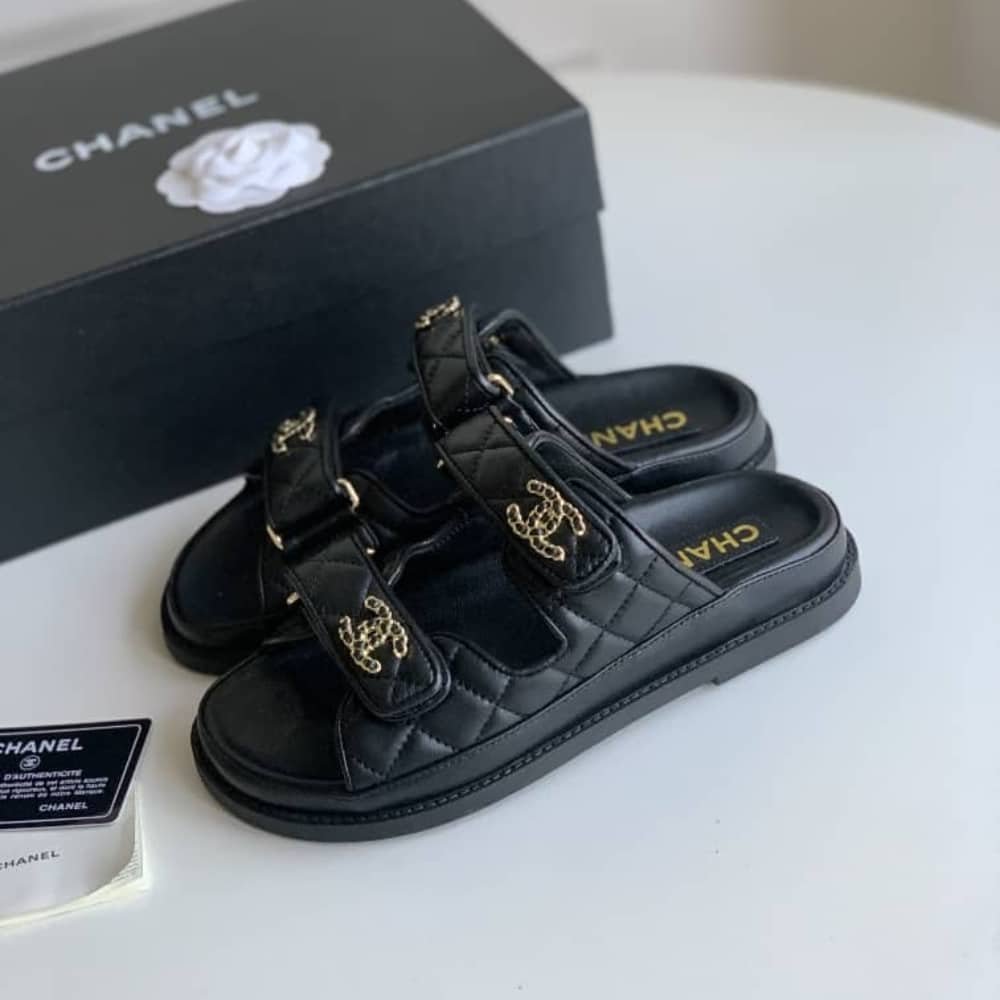 Ch**el Cc D1am0nd Quilt Sandal Black G45507 B15805 94305