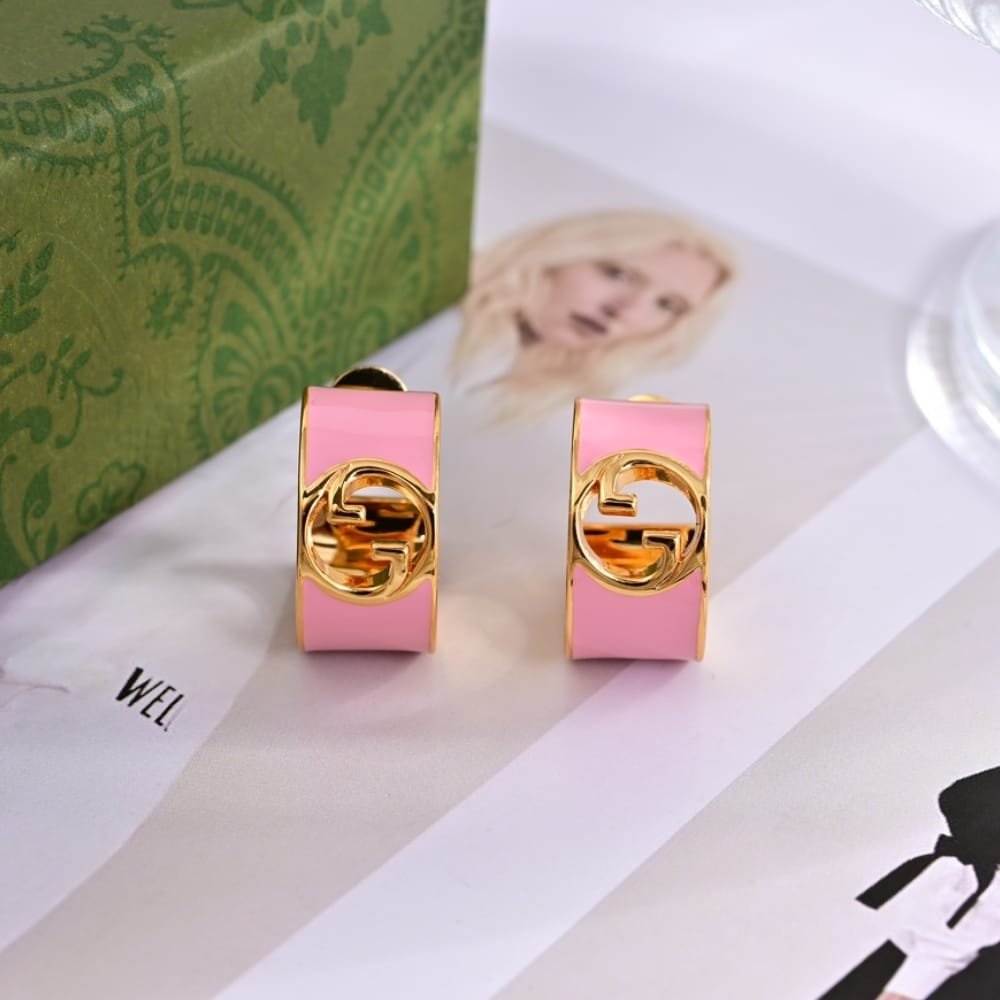 Gvc*1 Blondie Enamel Hoop Earrings Pink 796764 J1630 8075
