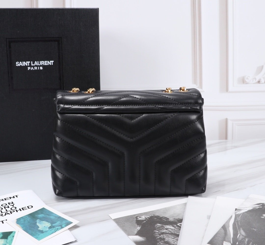 Sa1nt Lau*nt Loulou Small Chain Bag In Matelassé Y Black Gold 23Cm 494699Dv7271000