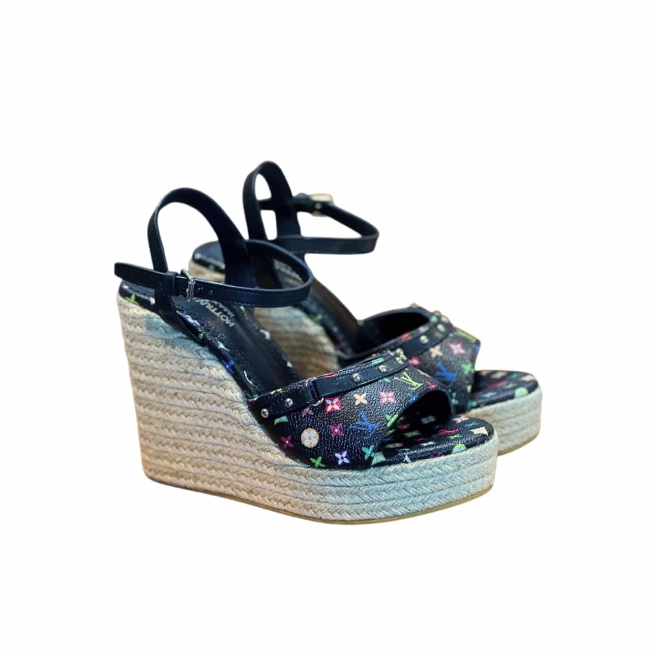 L0vis Vvtt0n X Takashi Murakami Helios Wedge Sandal Black
