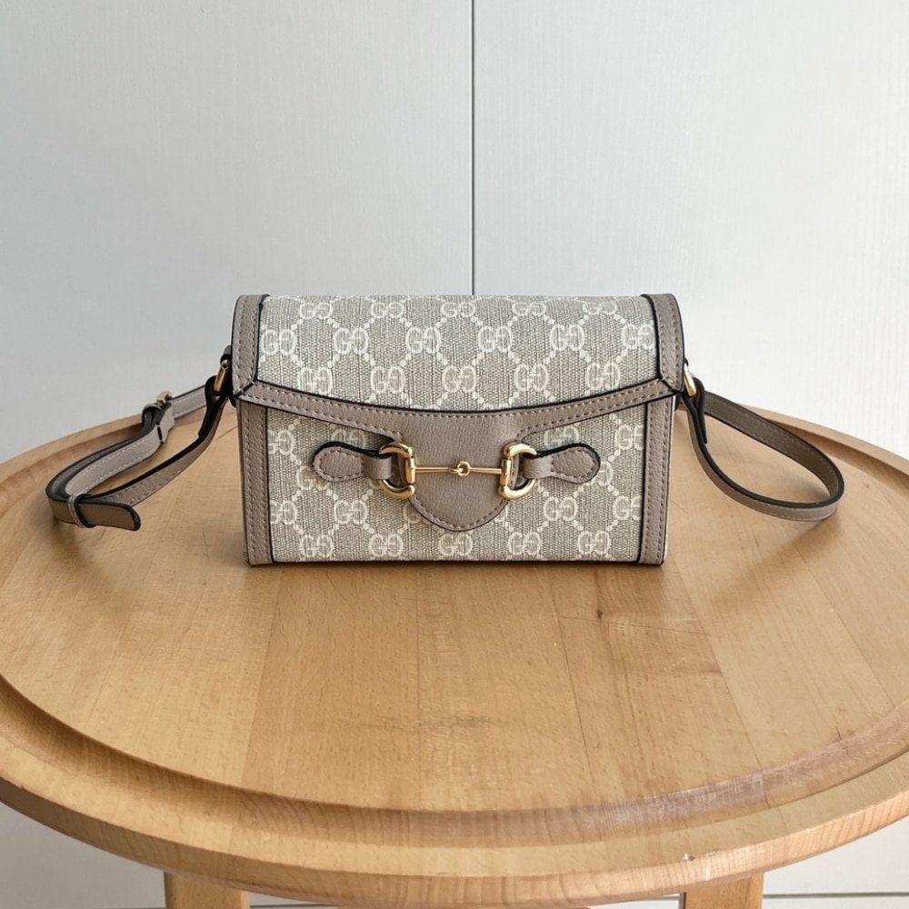 Gvc*1 Horsebit 1955 Mini Bag ‎Beige And White Gg Svp*me 18Cm ‎‎699296 Uulbg 9683