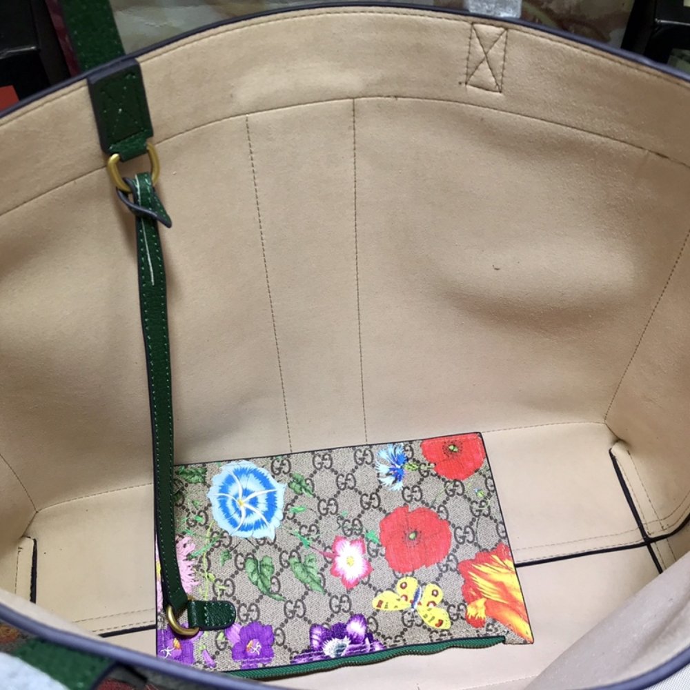Gvc*1 Ophidia Gg Flora Medium Tote Green 44Cm