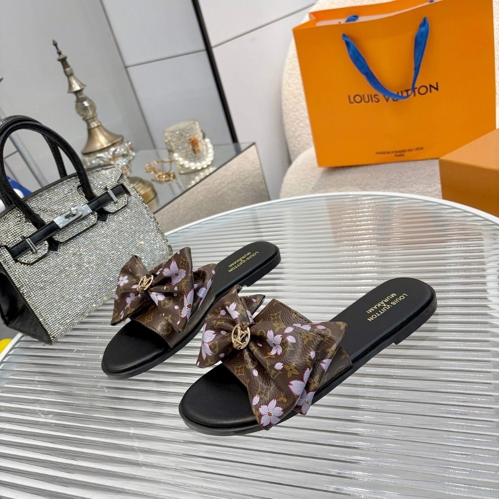 L0vis Vvtt0n X Takashi Murakami Lily Flat Mule Sakura Brown 1AGVYB