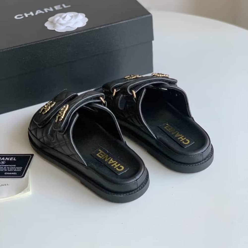 Ch**el Cc D1am0nd Quilt Sandal Black G45507 B15805 94305
