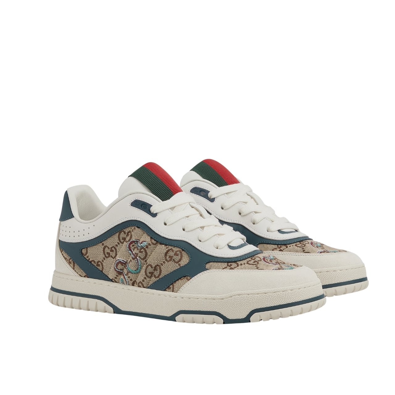 Gvc*1 Men Re Web Trainer Beige And Blue Gg Canvas 821730 Aaemc 9566