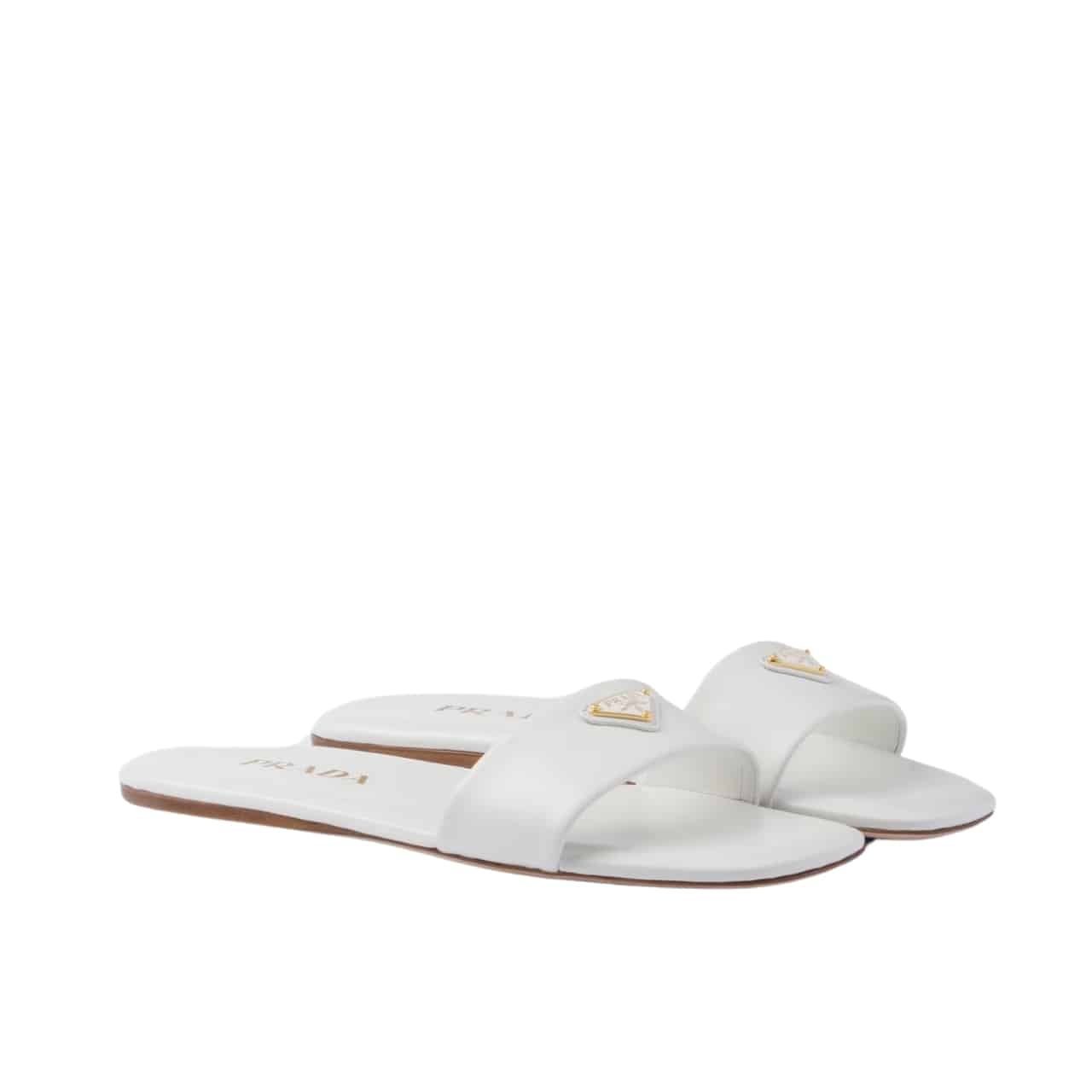 Pra*a Leather Slides White 1Xx355 070 F0009 F D005
