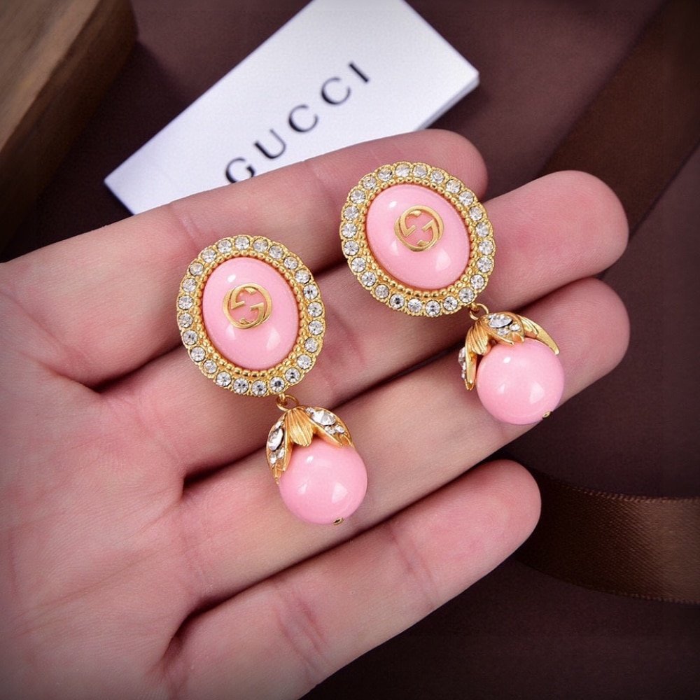 Gvc*1 Interlocking Gg Pearl Earrings Pink