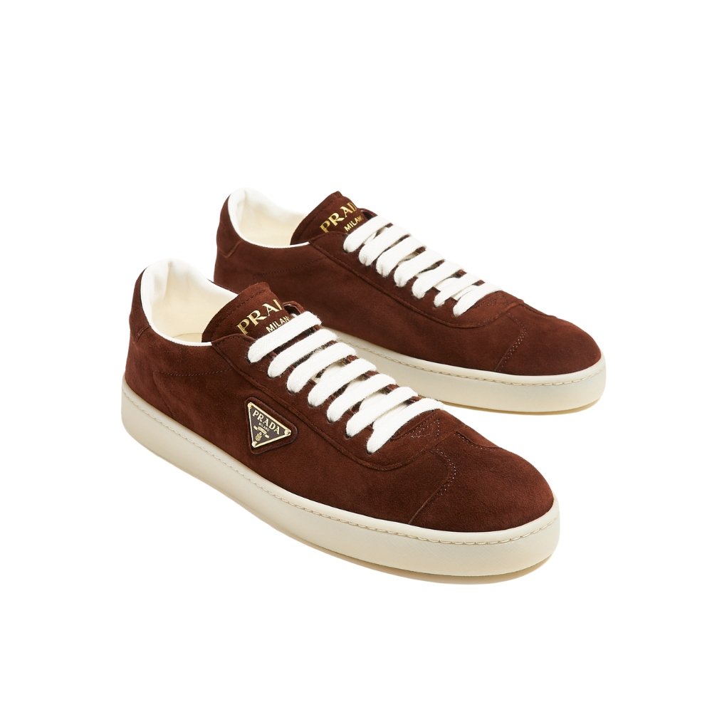 Pra*a Downtown Re Nylon And Suede Sneakers Dark Brown 2Ee364 D7R F0007 F D002