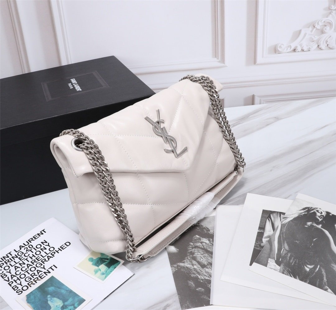 Sa1nt Lau*nt Loulou Small Chain Bag In Matelassé Y White Silver 29Cm 494699Dv7269207