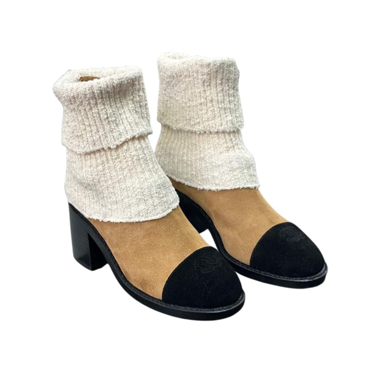 Ch**el Knit Boots Beige G46038 B18433 Nzzx3