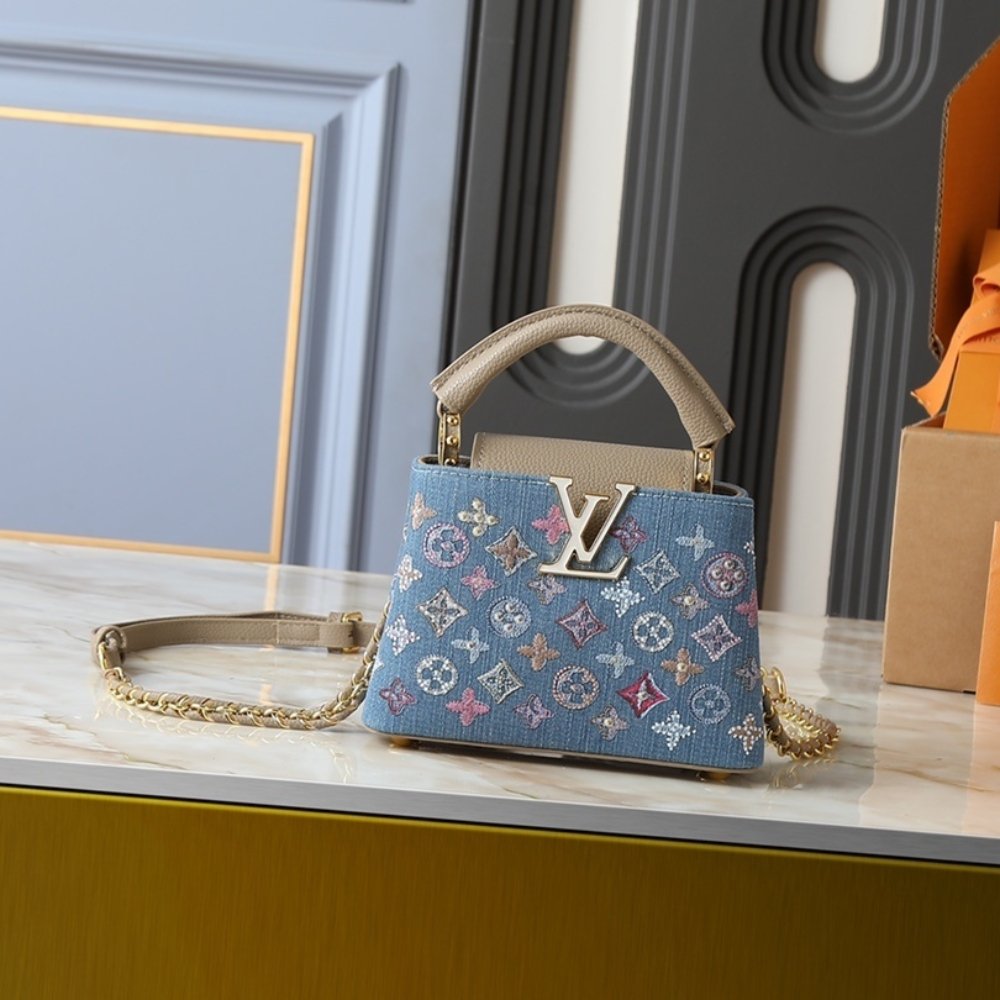 L0vis Vvtt0n Capucines Mini Denim Blue 21Cm M12947