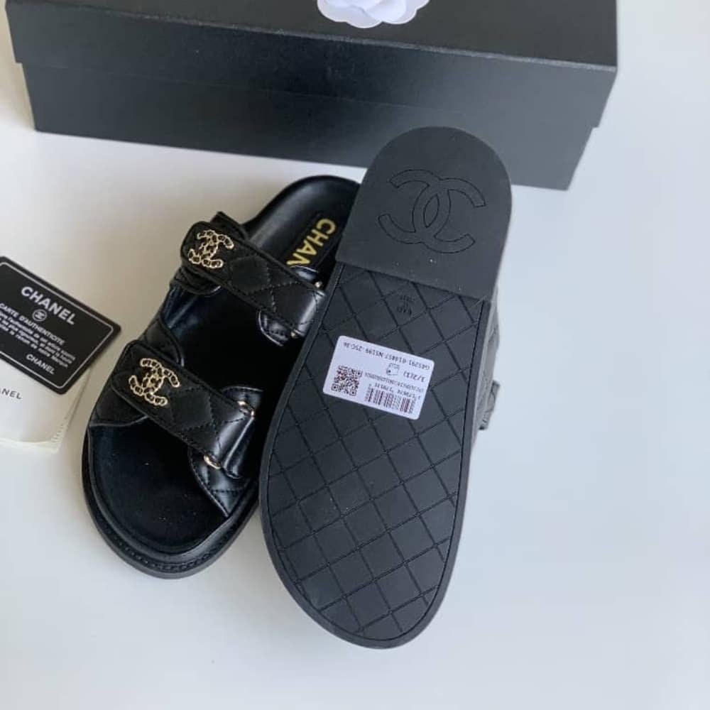 Ch**el Cc D1am0nd Quilt Sandal Black G45507 B15805 94305