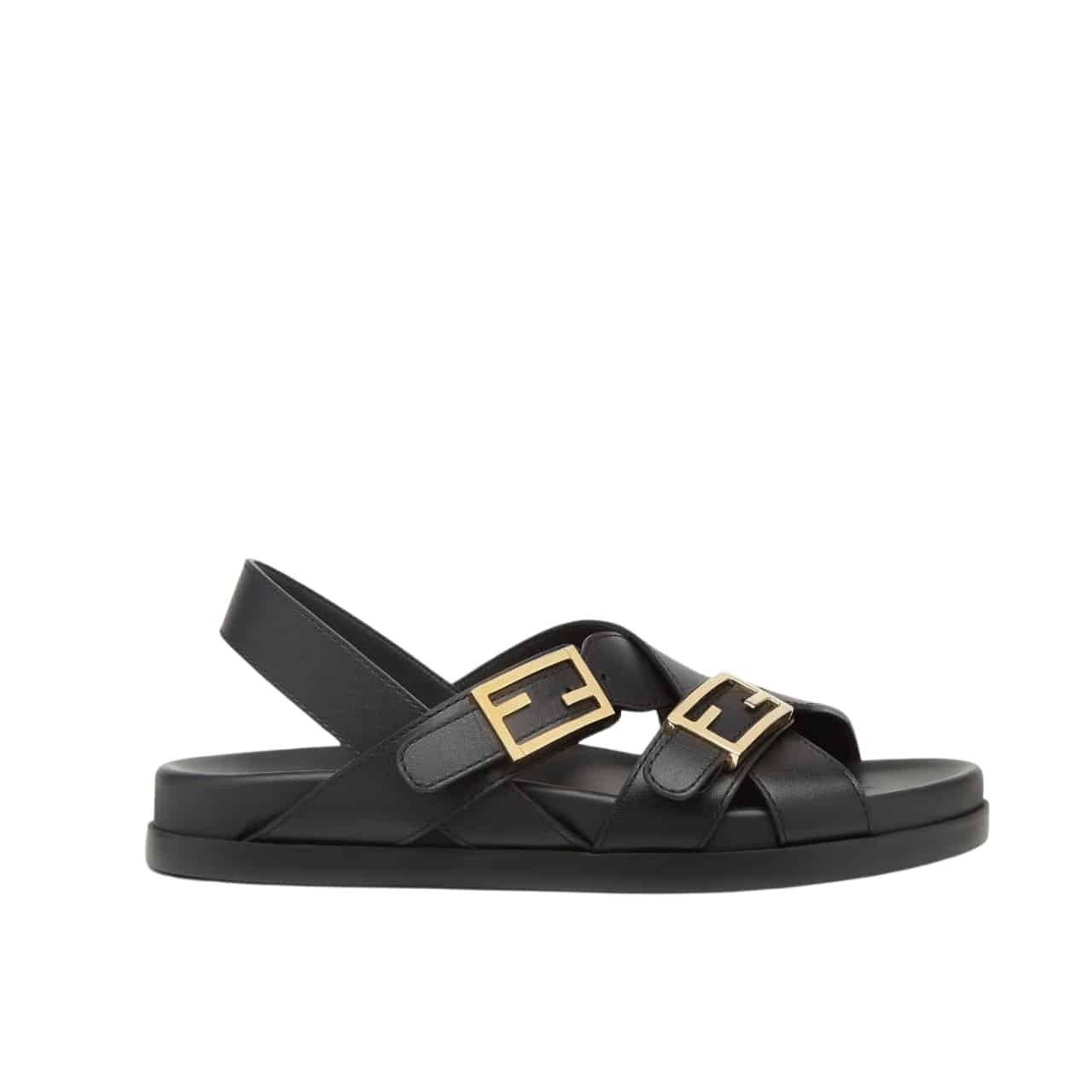 F**di Feel Leather Slides Black 8X8647Na7F0Qa1