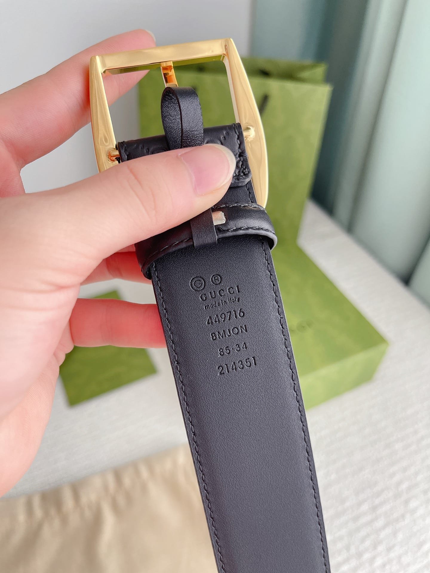 Gvc*1 Calfskin Monogram Black Belt Gold Metal 4Cm