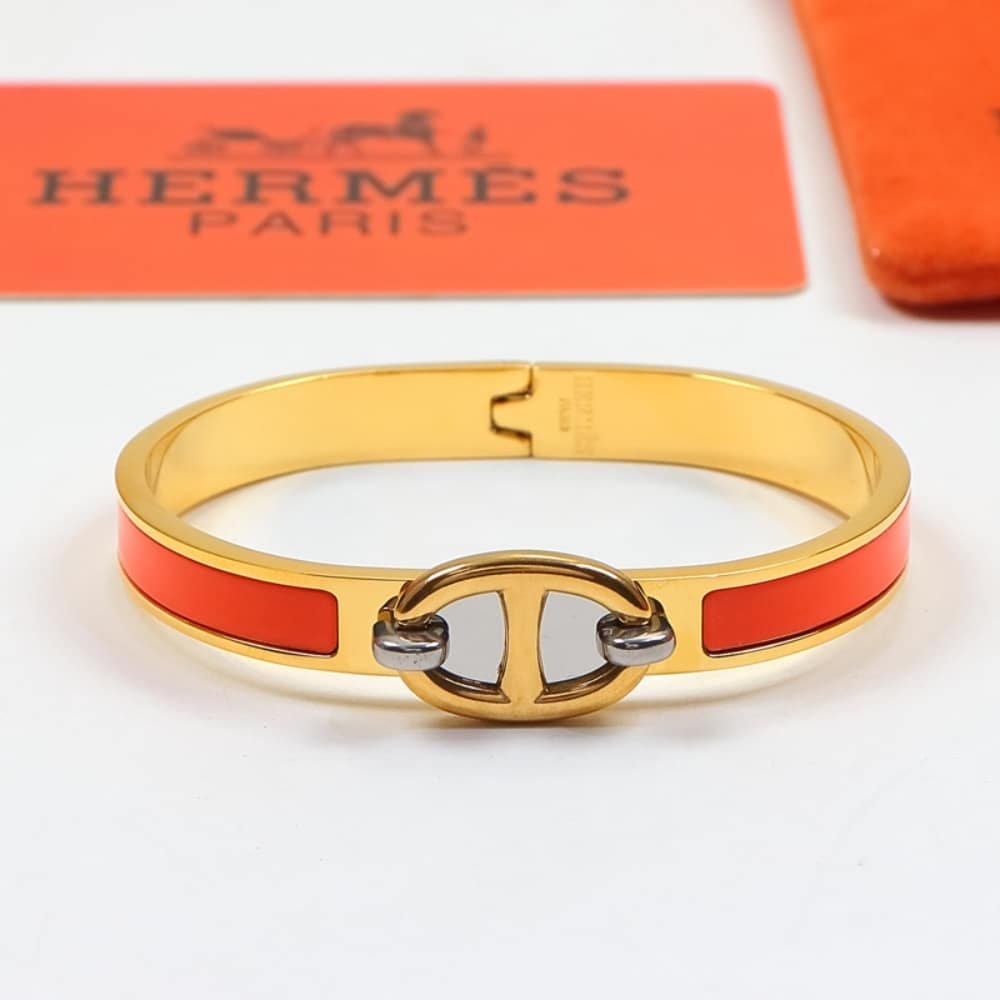 H**me5 Mini Clic Chaine D’Ancre Bracelet Gold Tone With Orange H209000Fv8Apm