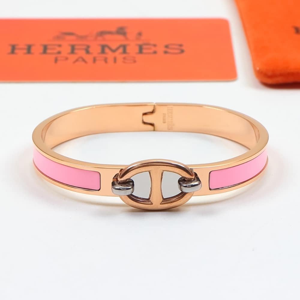 H**me5 Mini Clic Anchor Chain Bracelet Rose Gold Tone With Light Pink H209000Fo1Zpm
