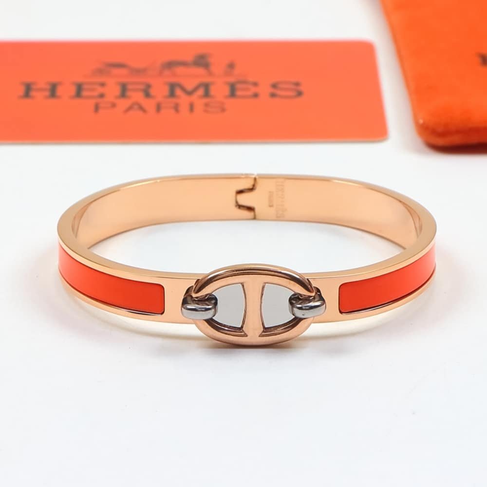 H**me5 Mini Clic Anchor Chain Bracelet Rose Gold Tone With Orange H209000Fo8Apm