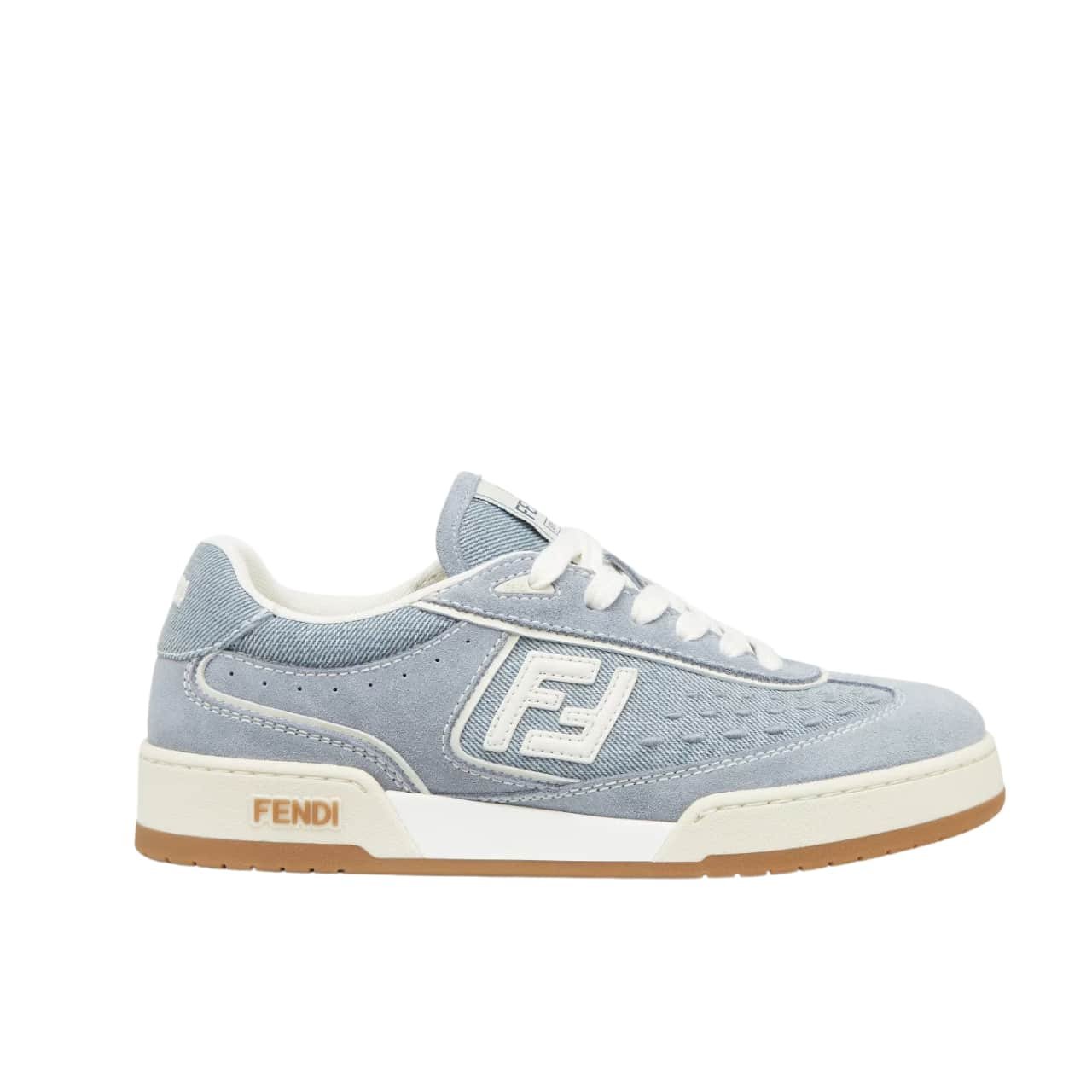 F**di Match Denim Fabric And Suede Low Tops Light Blue 8E8670Asb3F1Sv1