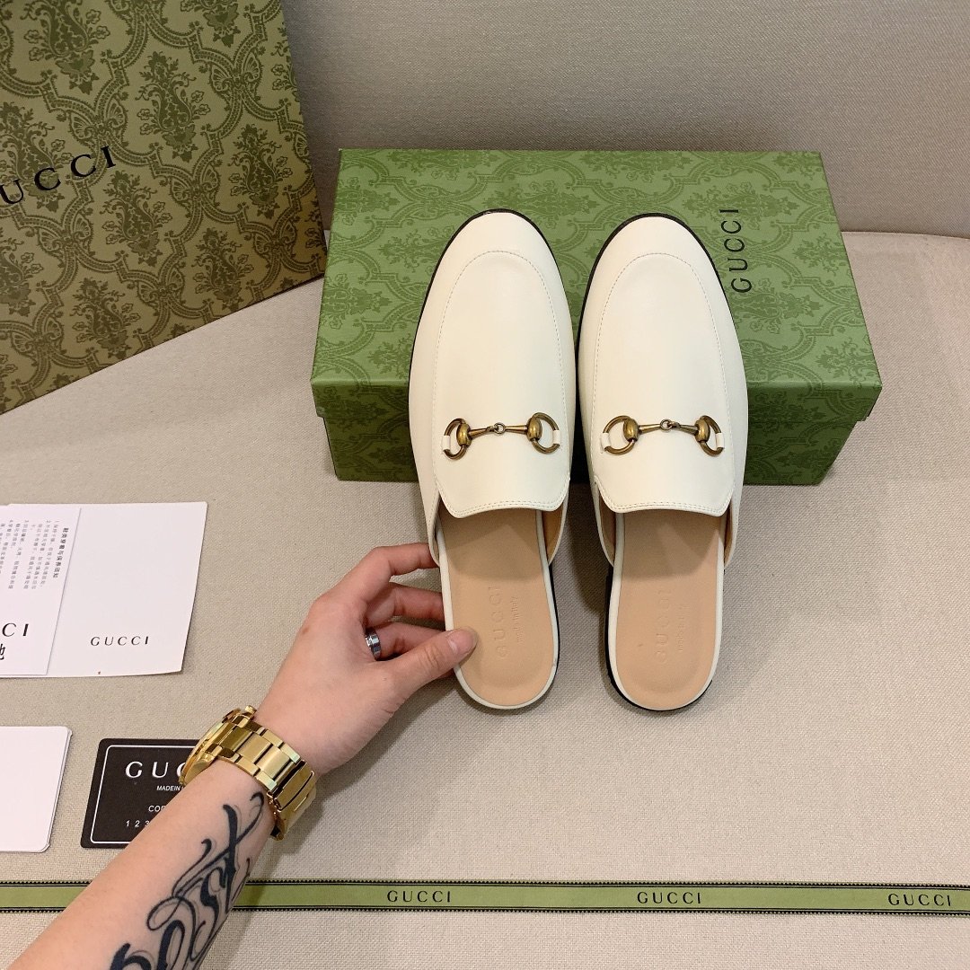 Gvc*1 Princetown Leather Slipper White 423513 C9D00 9022
