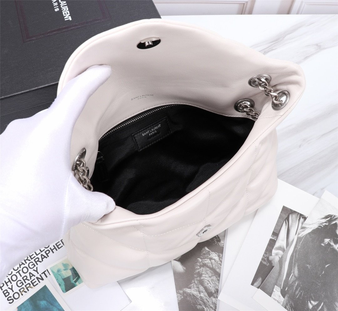 Sa1nt Lau*nt Loulou Small Chain Bag In Matelassé Y White Silver 29Cm 494699Dv7269207