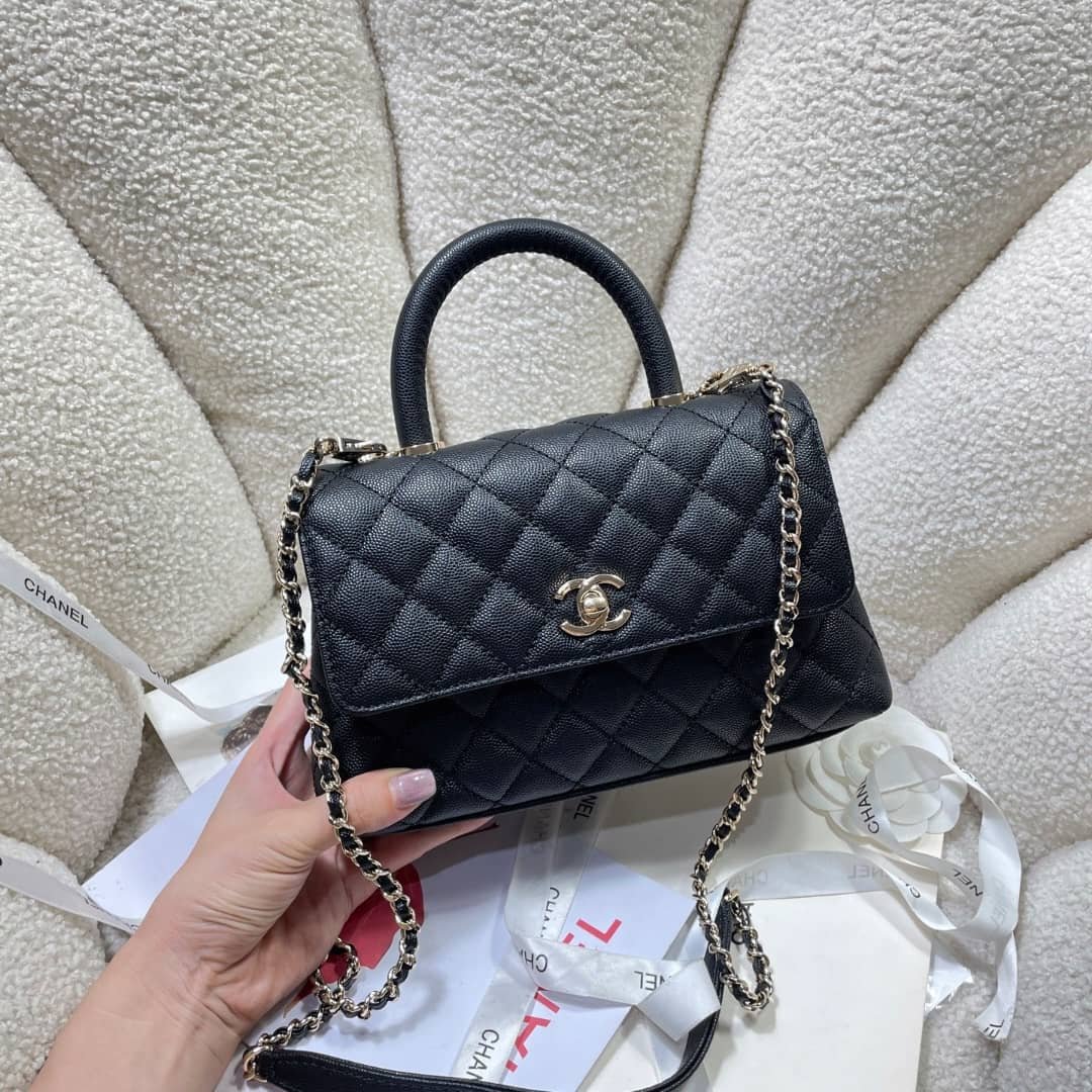 [S*per Vip 1:1] Ch**el Coco Small Handle Flap Bag In Black 23Cm A92990 Y61556 94305