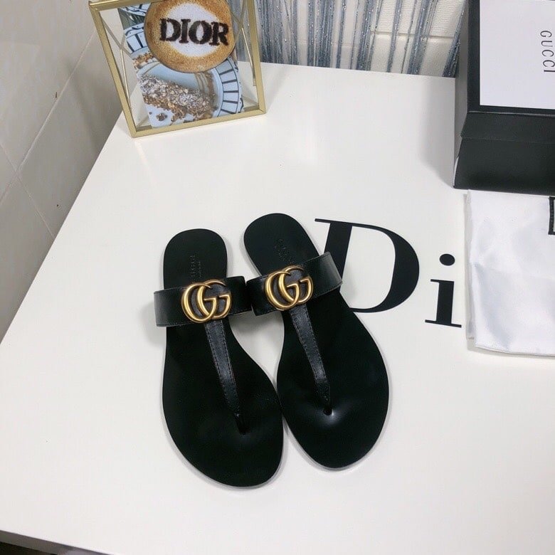 Gvc*1 Double G Thong Leather Black ‎497444 A3N00 1000