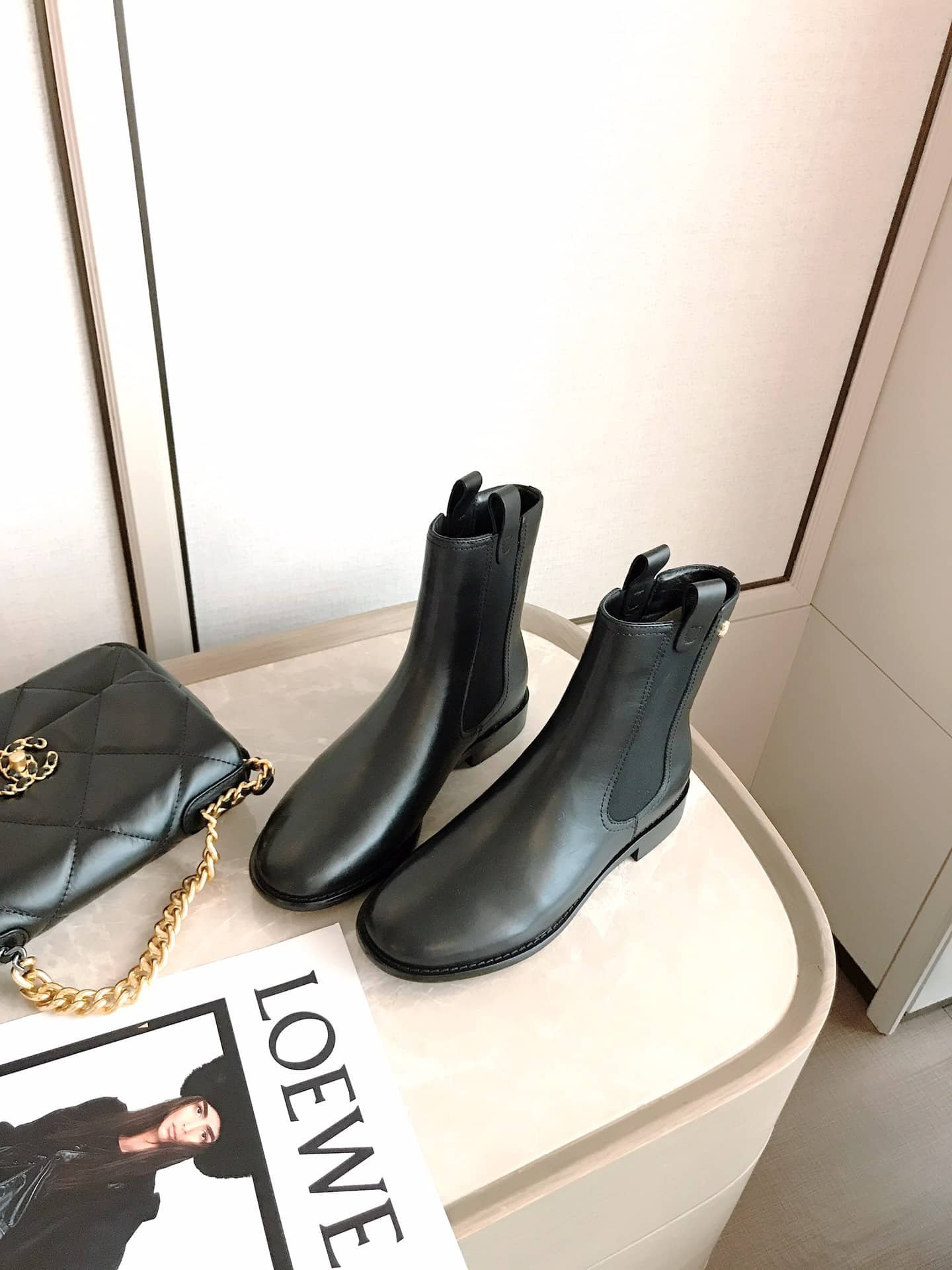 Ch**el Ankle Boots With Elastic Side Panels Black