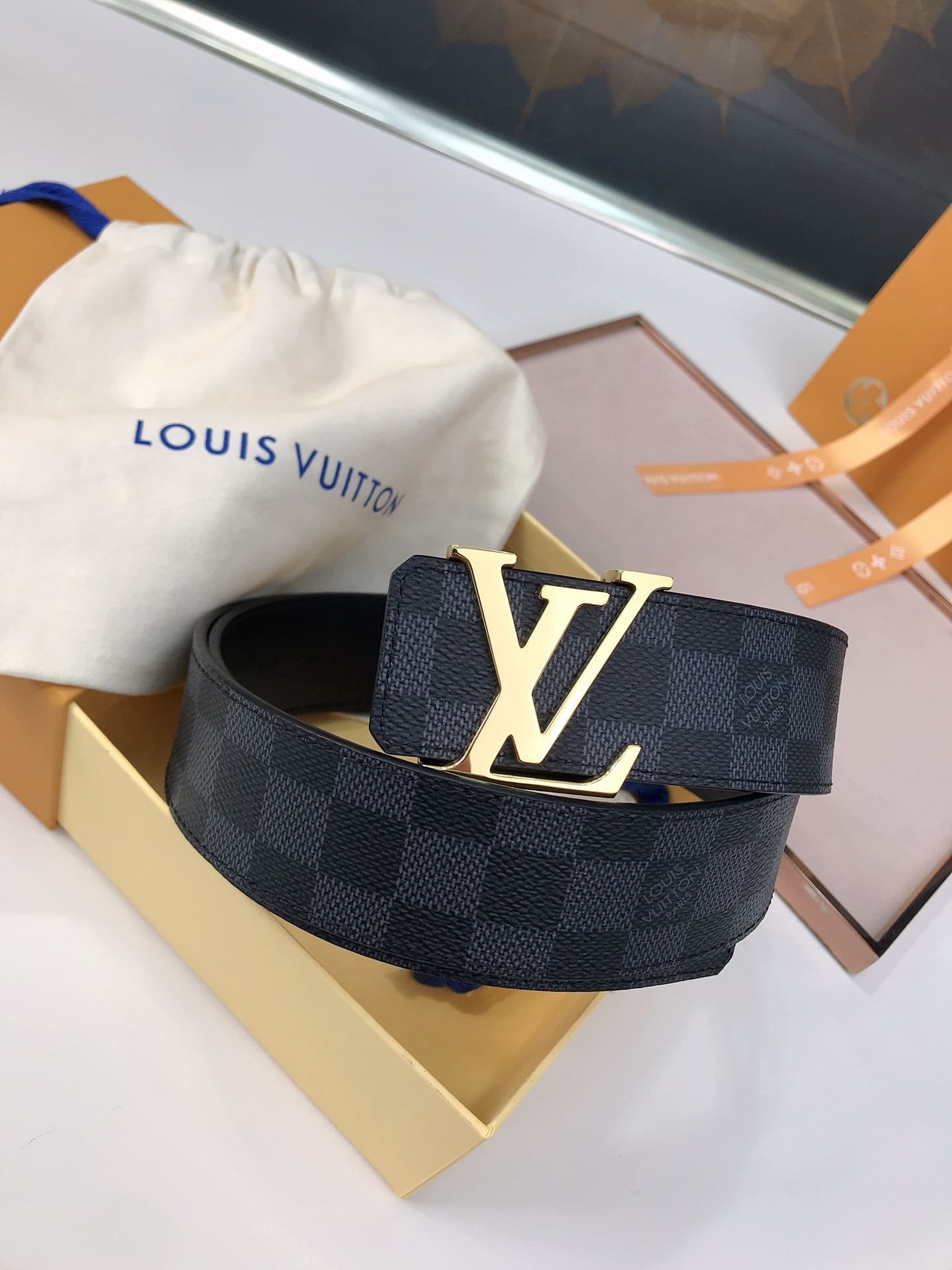 L0vis Vvtt0n Lv Ceinture Initiales Reversible Gold 4Cm