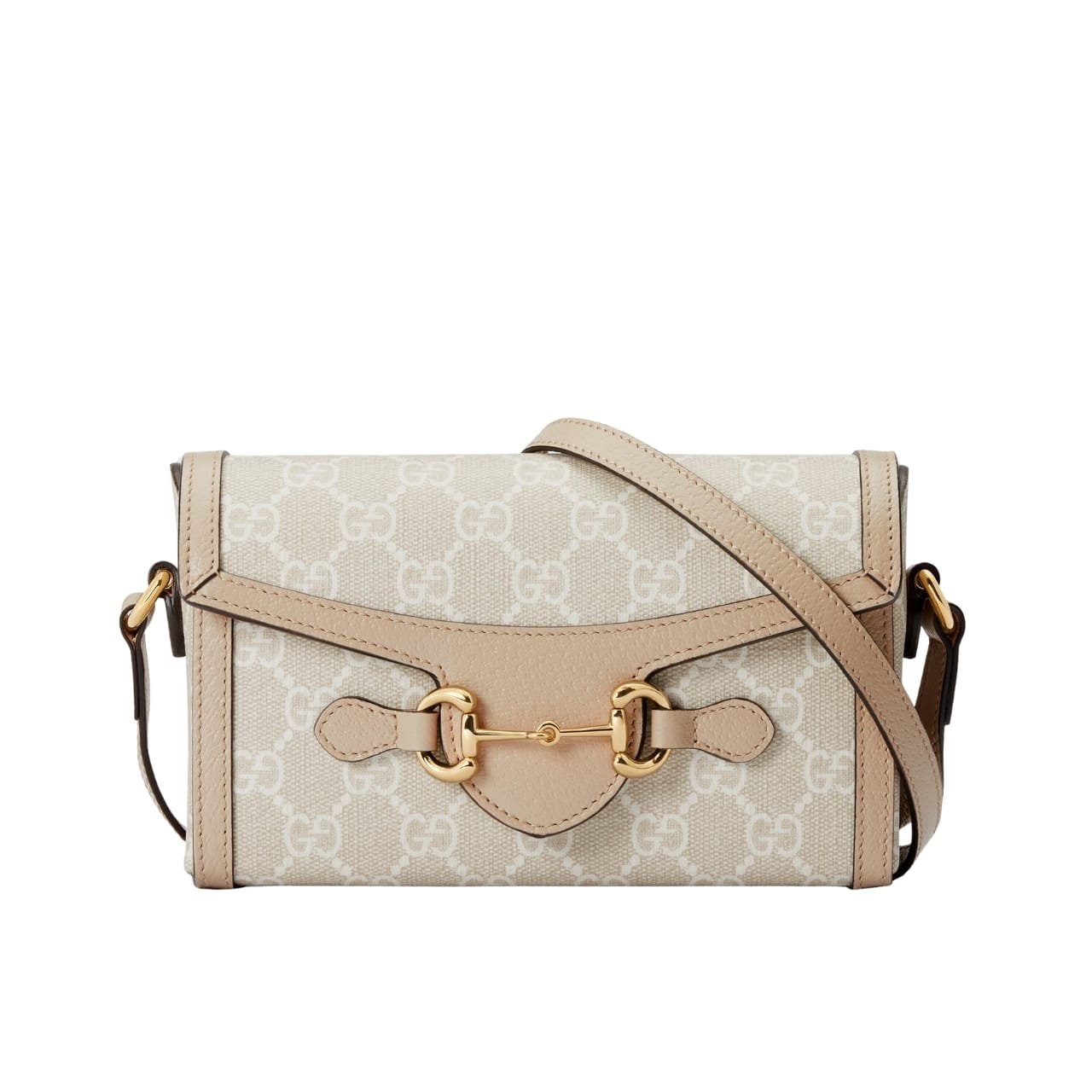 Gvc*1 Horsebit 1955 Mini Bag ‎Beige And White Gg Svp*me 18Cm ‎‎699296 Uulbg 9683