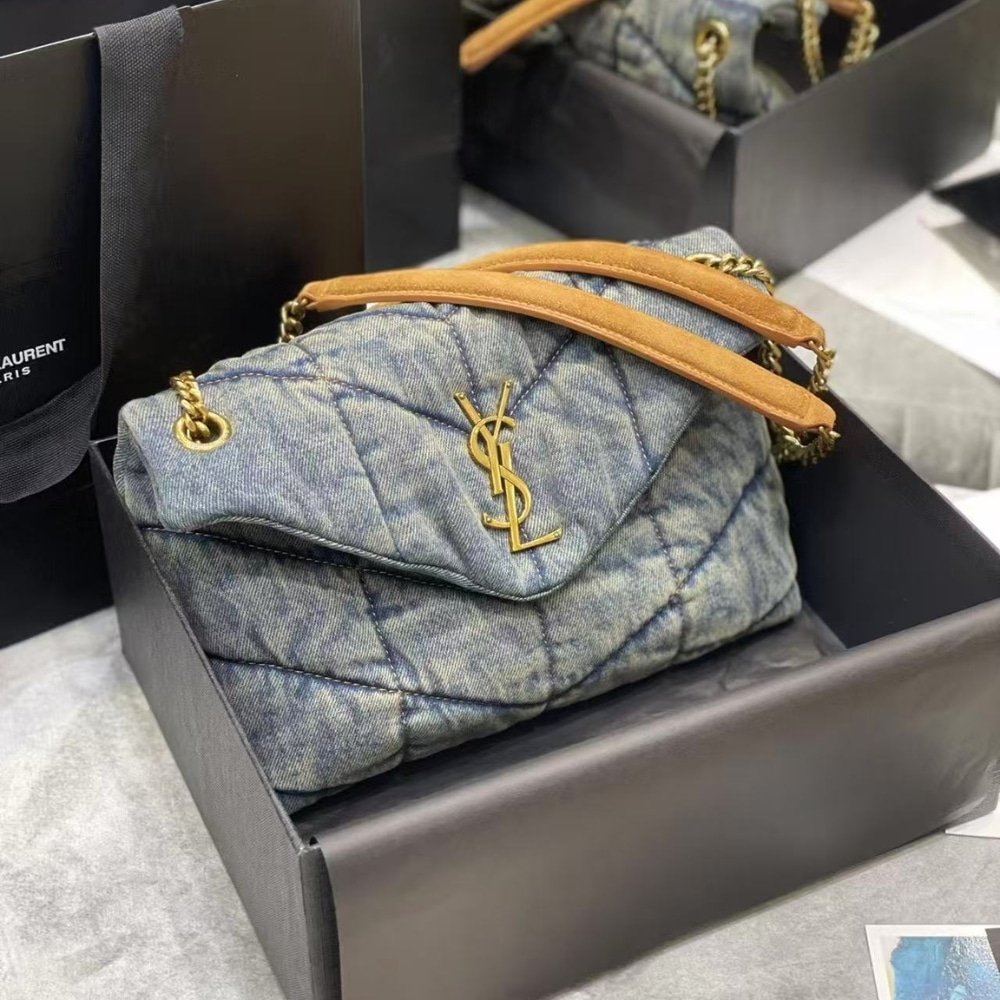 [S*per Vip 1:1] Sa1nt Lau*nt Puffer Toy In Denim 28Cm 7593372Pt674575