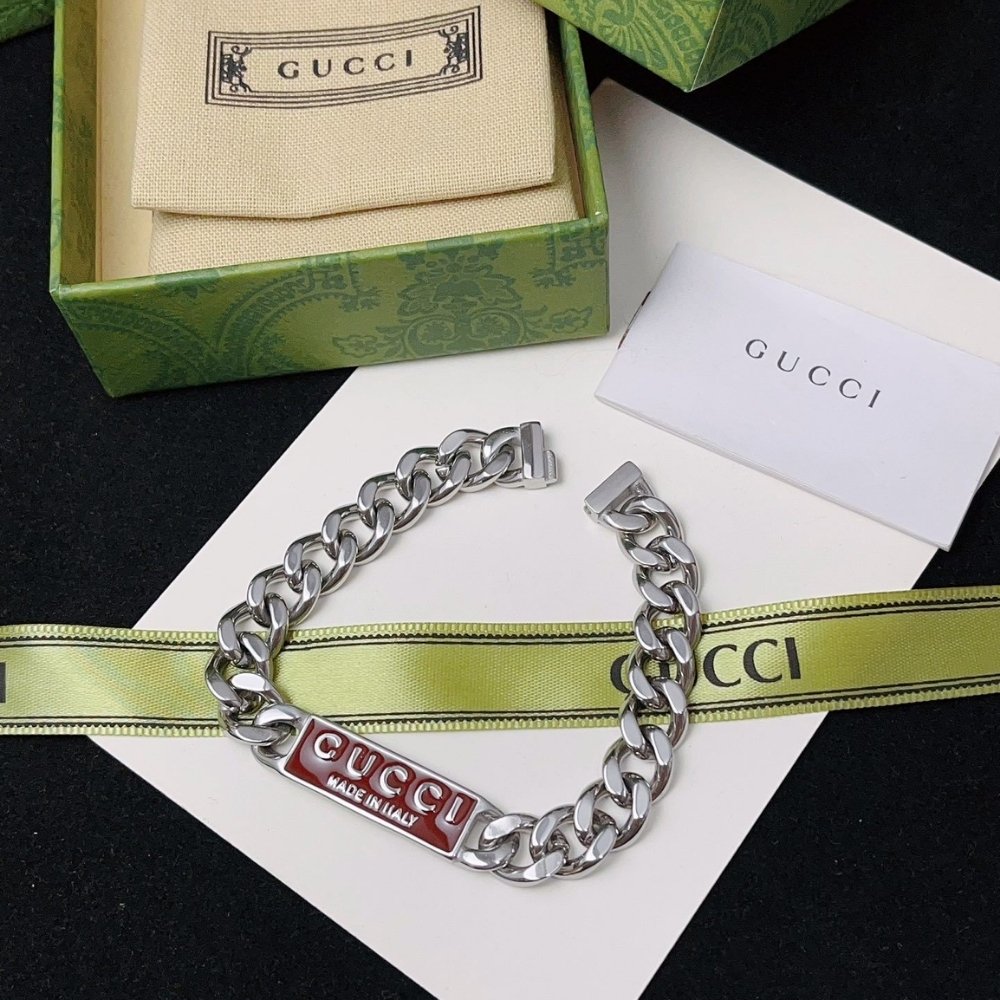 Gvc*1 Sterling Silver Logo Bracelet Red 814980 J8410 8166
