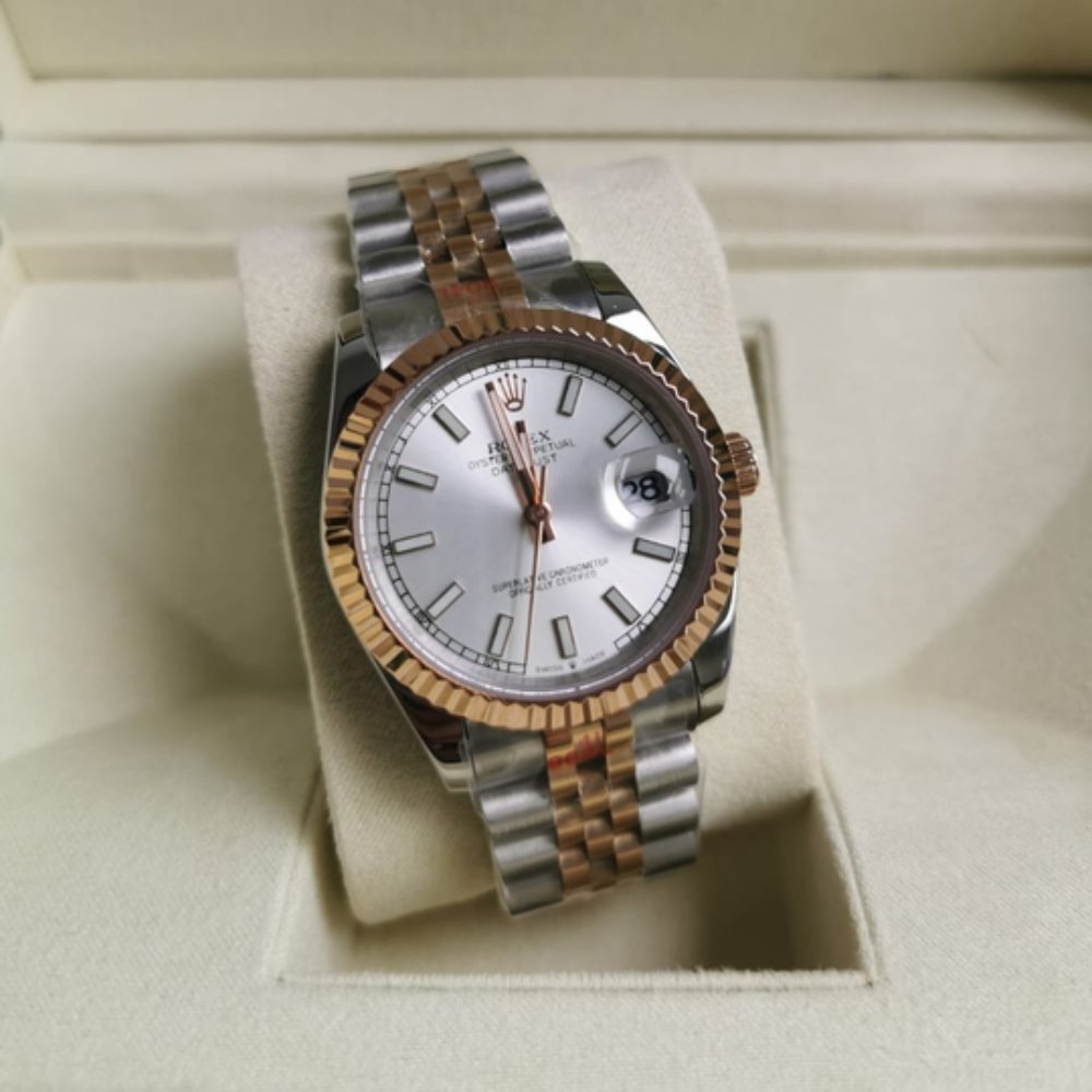 R01ex Oyster Perpetual Datejust White Dial With Silver And Everose Gold Strap 36Mm 126231 0017