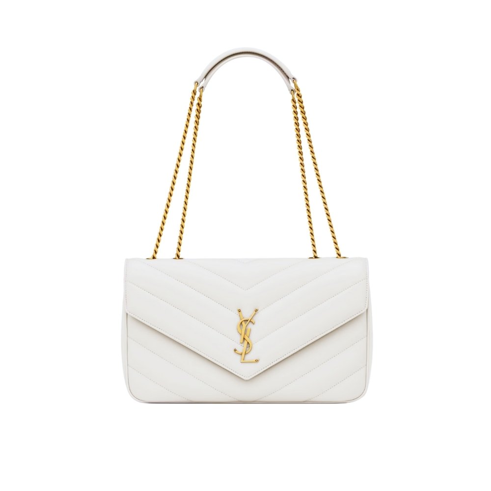Sa1nt Lau*nt LouLou Medium In Metalasse White 29Cm 801439AAEAX9207