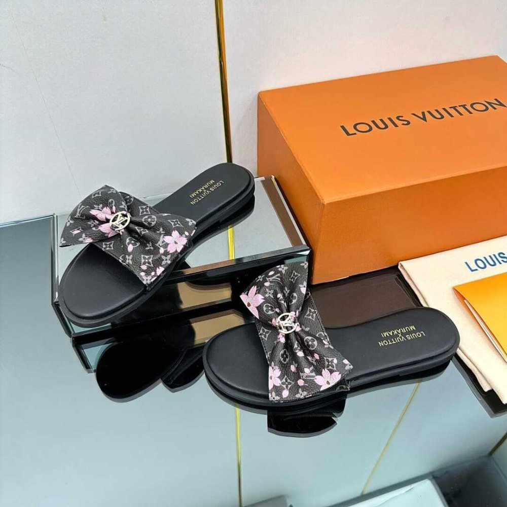 L0vis Vvtt0n X Takashi Murakami Lily Flat Mule Monogram Black