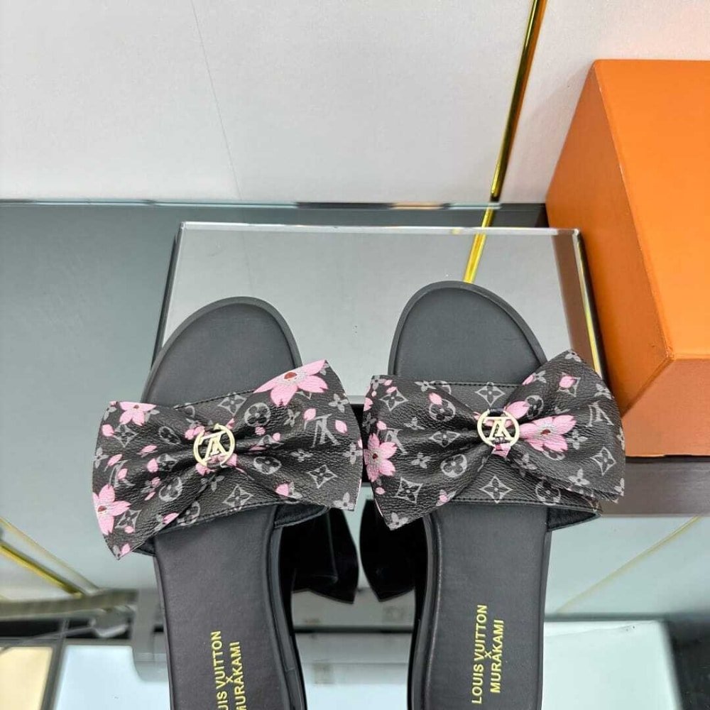L0vis Vvtt0n X Takashi Murakami Lily Flat Mule Monogram Black