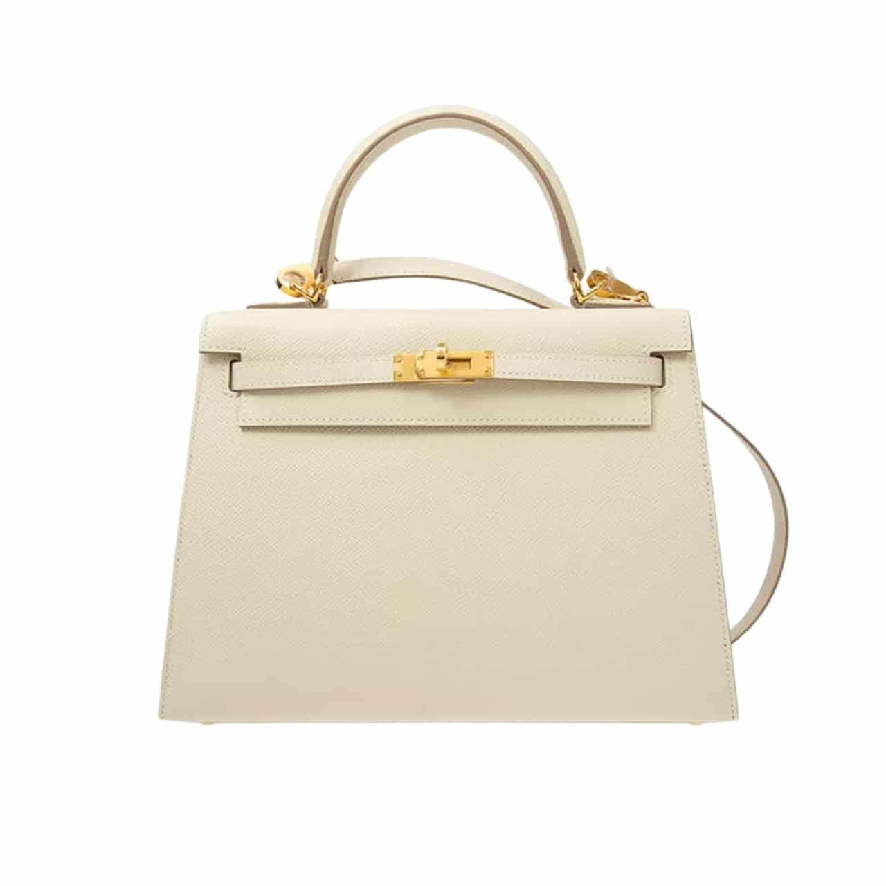 H**me5 Kelly White Sellier Rouge Epsom Gold Hardware 25Cm
