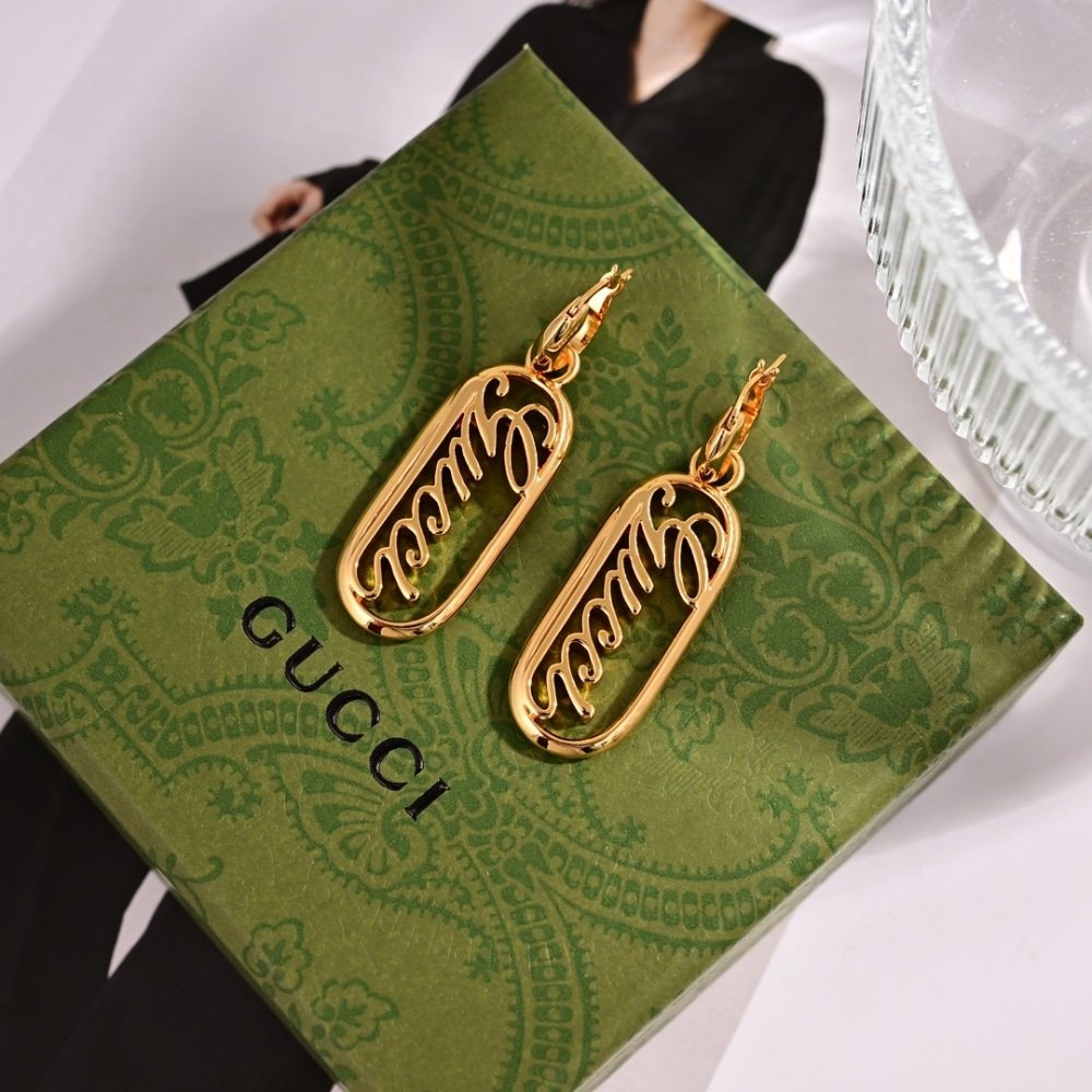 Gvc*1 Hoop Earrings With Gvc*1 Lettering Gold 796874 I4600 8005
