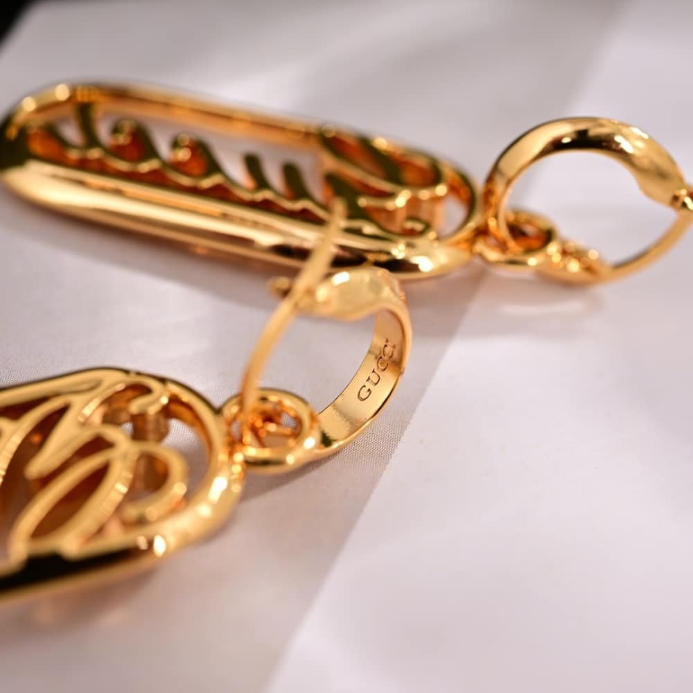 Gvc*1 Hoop Earrings With Gvc*1 Lettering Gold 796874 I4600 8005
