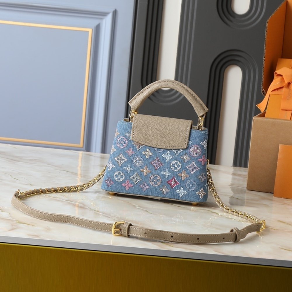 L0vis Vvtt0n Capucines Mini Denim Blue 21Cm M12947