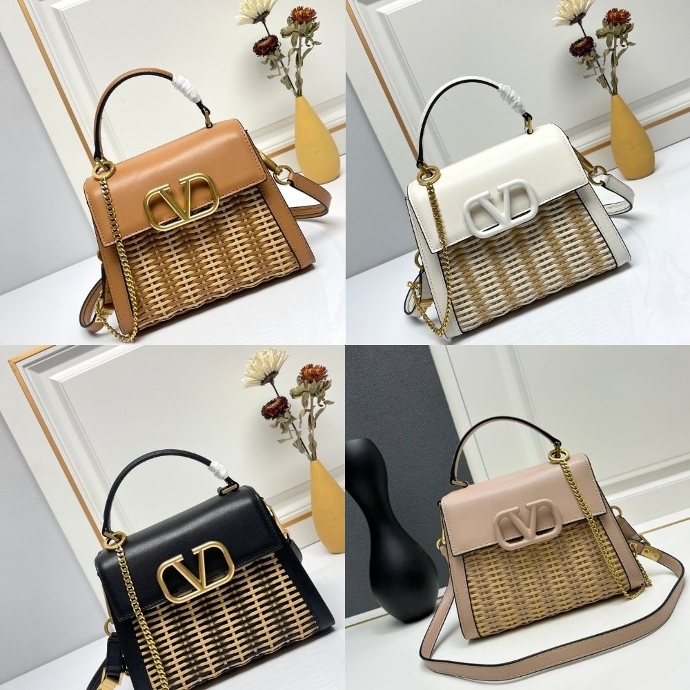 Va1e*ntin0 Garavani Small Vsling Wicker Handbag Pink 22Cm 4W2B0N19Uit