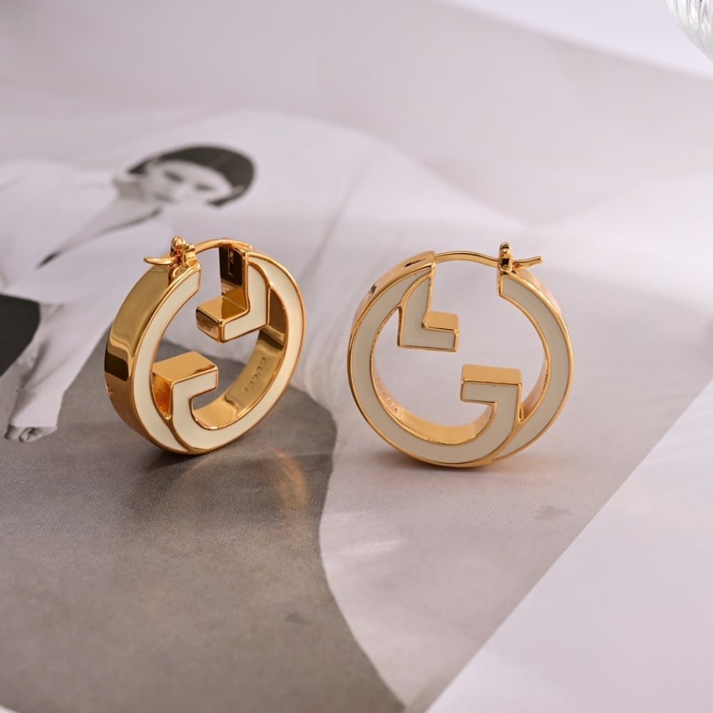 Gvc*1 Blondie Hoop Earrings Ivory Enamel 796768 Iaae0 8078