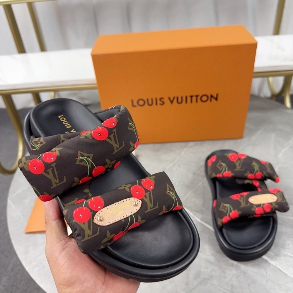 L0vis Vvtt0n X Takashi Murakami Mule Plano Pool Pillow Comfort Chocolate Brown 1Ahme4
