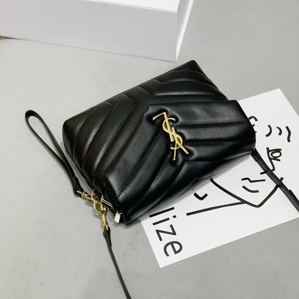 Sa1nt Lau*nt Loulou Toy Strap Bag In Quilted Leather Black 20Cm 678401Dv7071000