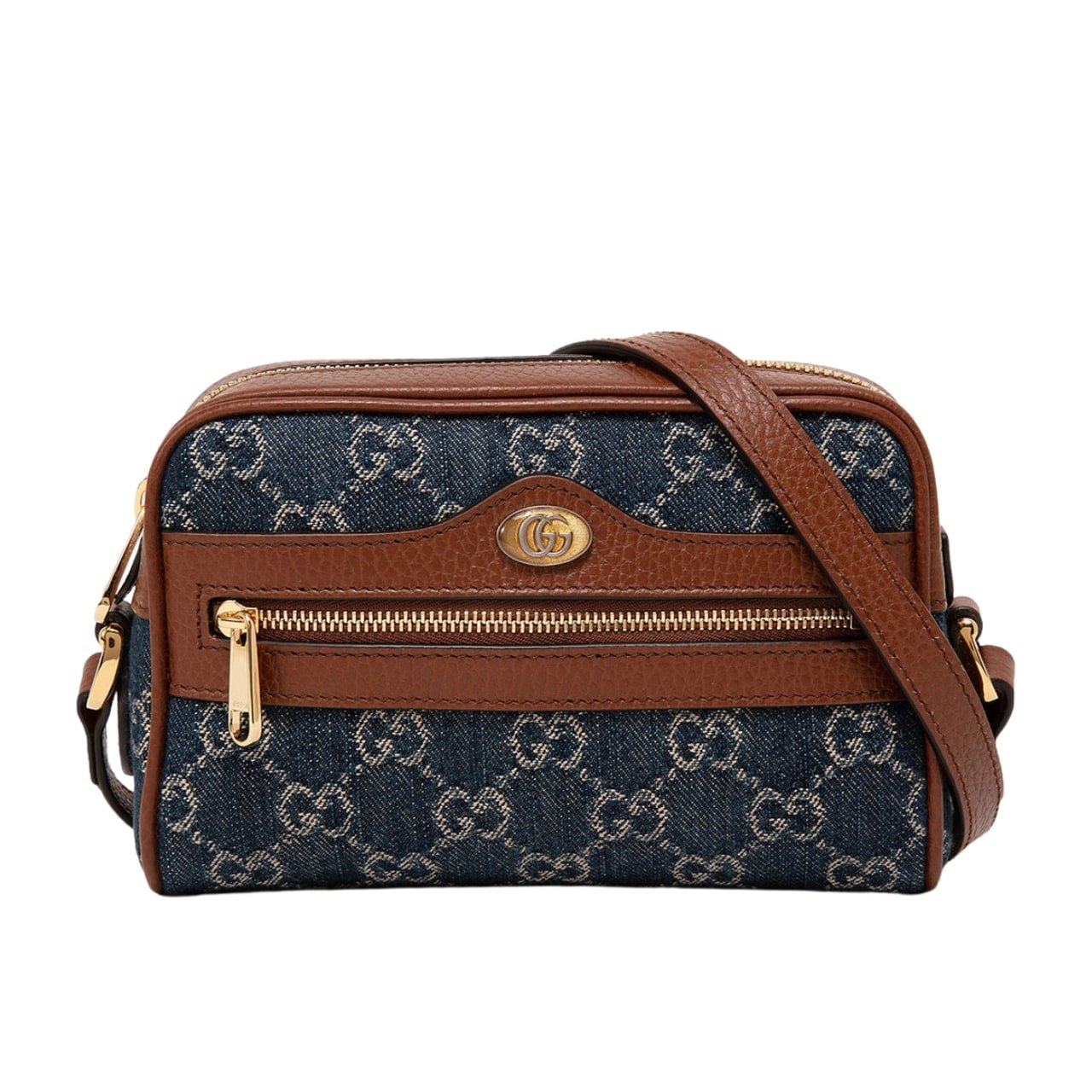 Gvc*1 Ophidia Gg Mini Denim Blue And Brown 17Cm 517350 2Kqgg 8375