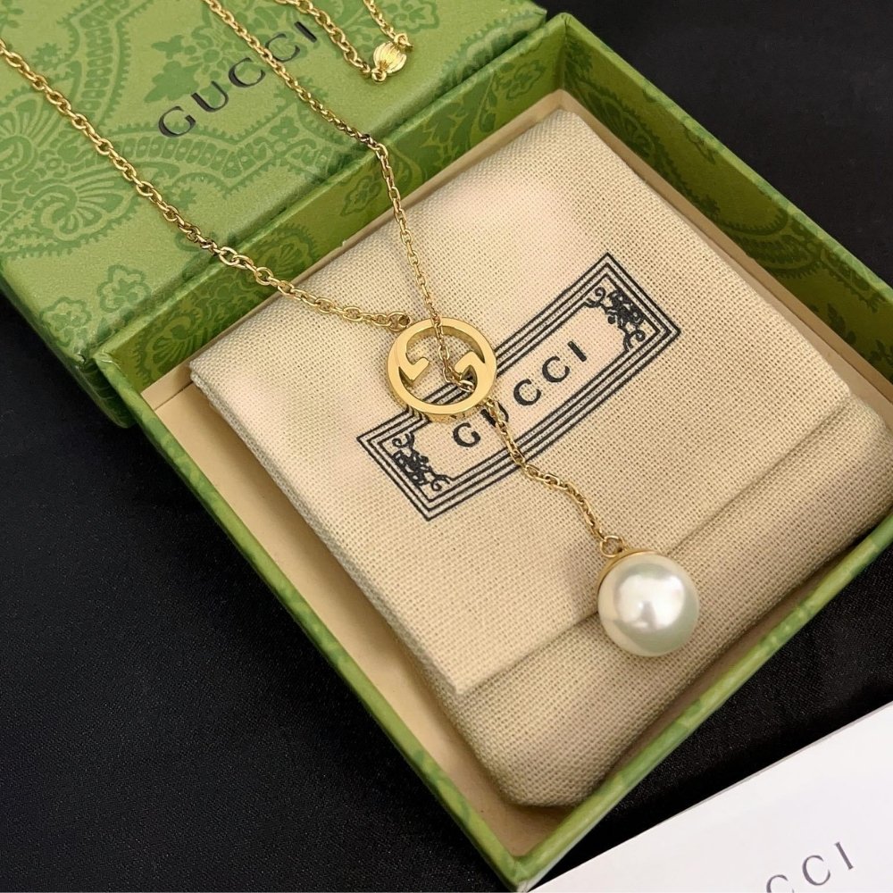 Gvc*1 Blondie Pearl Drop Necklace Gold 774689 I4620 8078