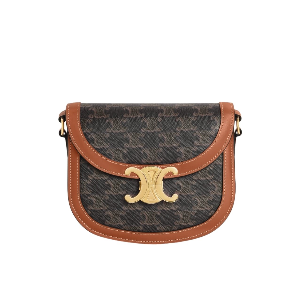 Ce1i*e Besace Clea In Triomphe Canvas And Calfskin Tan 19Cm 110962Bz4 04Lu