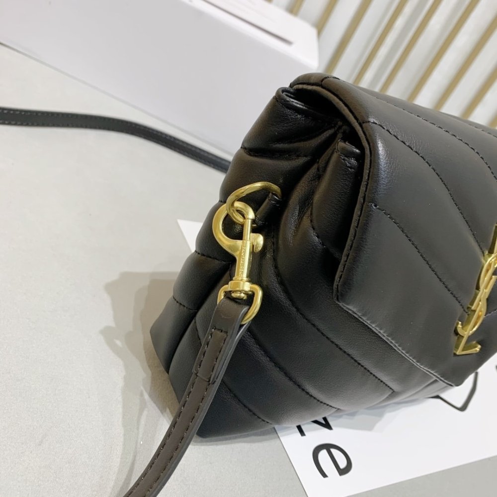 Sa1nt Lau*nt Loulou Toy Strap Bag In Quilted Leather Black 20Cm 678401Dv7071000